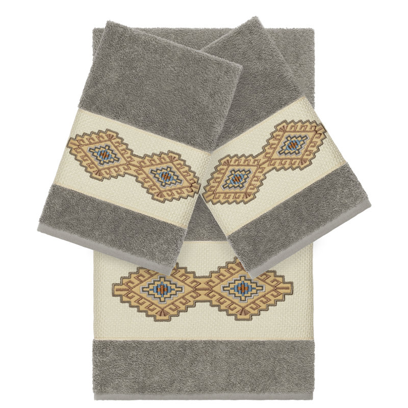 Gianna 3 Piece Turkish Cotton Towel Set, Dark Gray