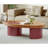 Oval Wood Coffee Table with Storage