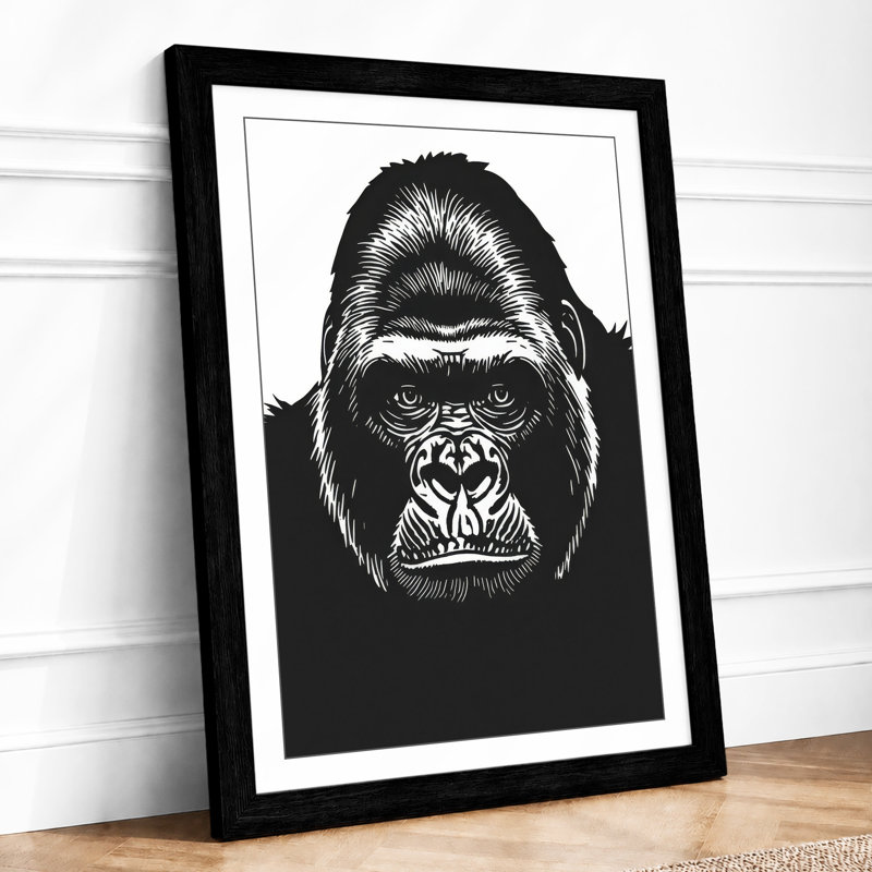 Gorilla Confrontation Modern - Print, Black, A4 - 29.7 x 21.0 cm