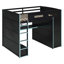 Lit mezzanine double en bois avec bureau, garde-robe, grand espace de rangement et lumière DEL RVB-1050195891