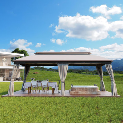 20 Ft. W x 10 Ft. D Metal with Steel Patio Gazebo