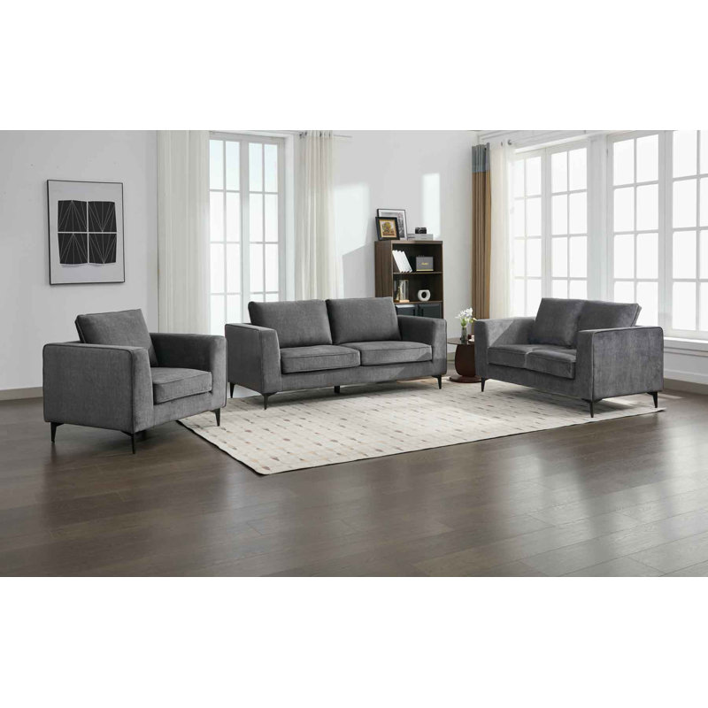 Carmen Modern Upholstered Accent Chair, Grey