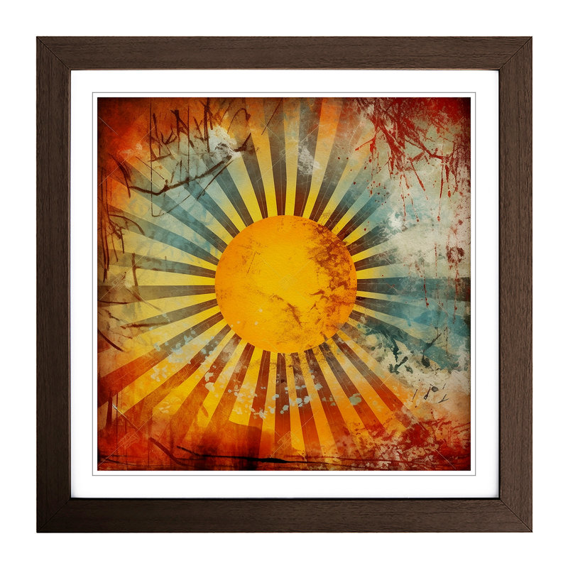Sun Grunge Art - Framed Print, Walnut