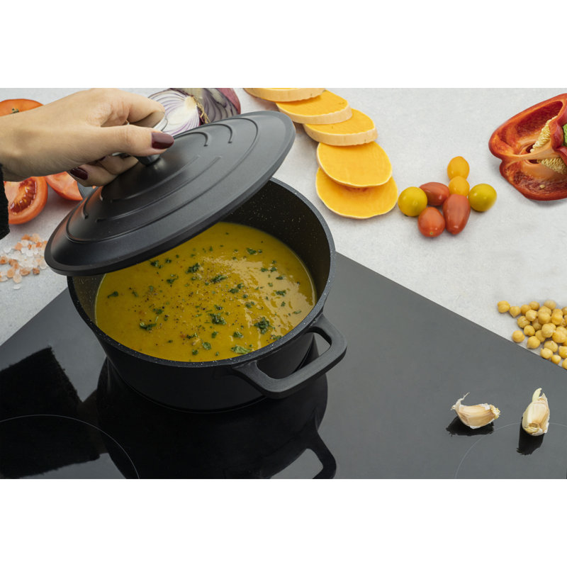 Grunwerg Commichef Non-Stick Cast Aluminum Round Dutch Oven, 6.5l, Black