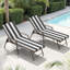 Chaises longues d'extérieur réglables en aluminium avec coussins amovibles (ensemble de 2)-2046552945-2042238244