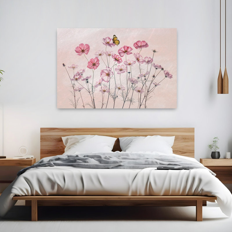 Art contemporain contemporain avec art floral, H 40 po x l 60 po