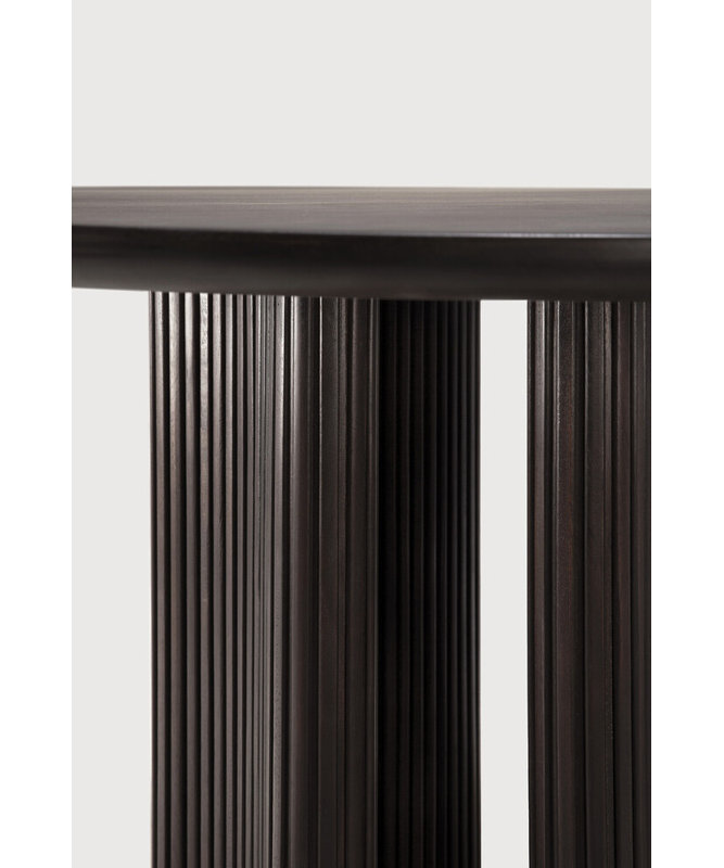 Roller Max Round Solid Wood Dining Table, Dark Brown