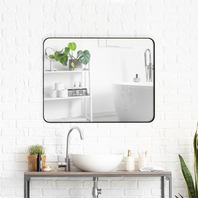 24X36 Inch Rectangular Metal Framed Black Bedroom Dressing Vanity Mirror - Fashionable For Bathroom, Living Room & Bathroom Modern Bedroom,