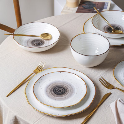 Luma Piece Porcelain China Dinnerware Set - Service for 4