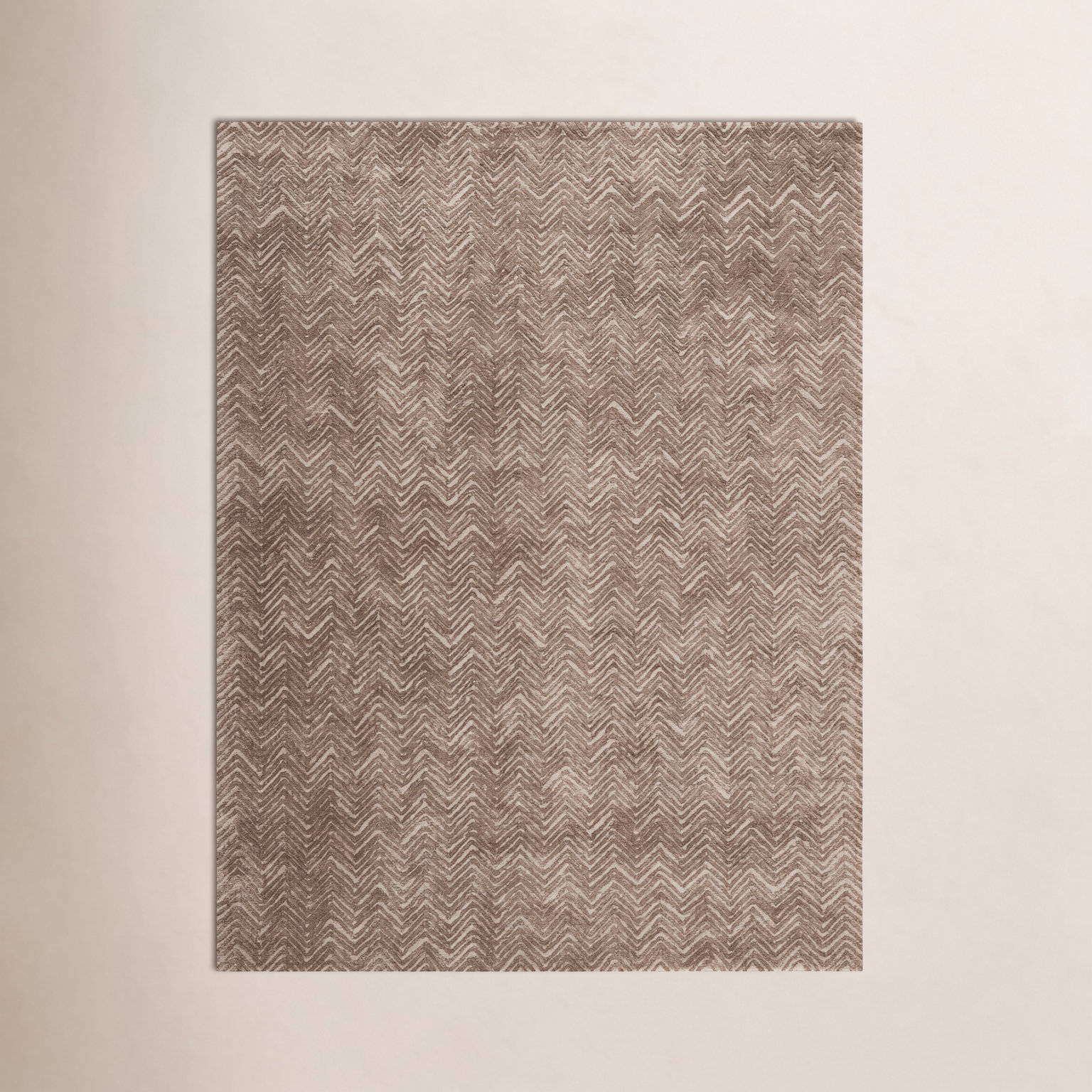 Cooke Taupe Hand-Tufted Chevron Rug, Rectangle 3'9" x 5'9"