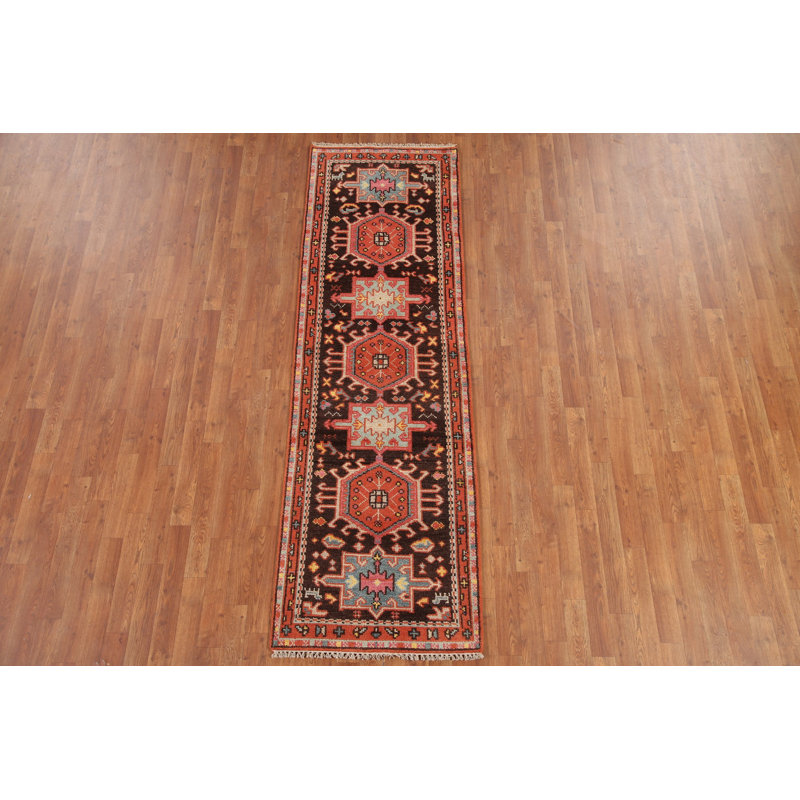 Tapis de couloir brun en laine 3x8