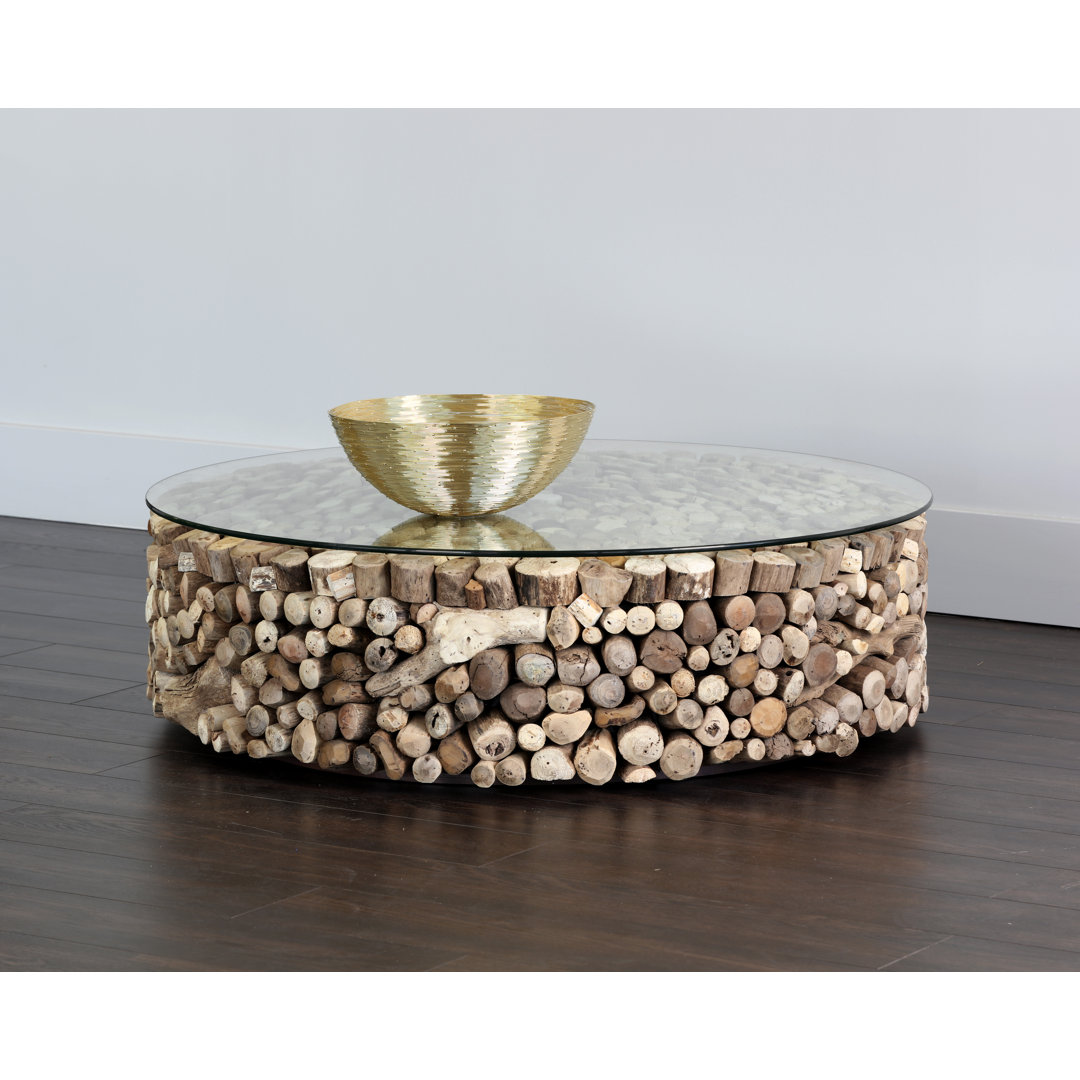 Hyacinta Glass Top Coffee Table - Brown Union Rustic