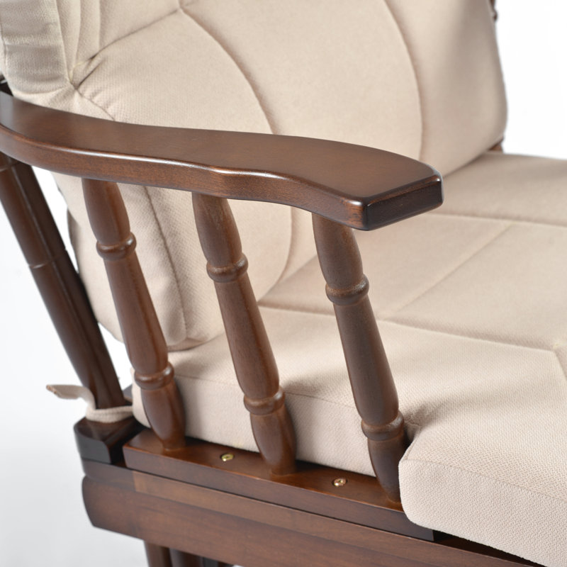 Chaise berçante et repose-pieds Azariyah Konfor, Crème, Walnut
