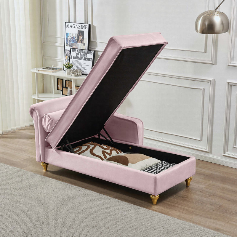 Chaise longue moderne avec revêtement en velours, Pink