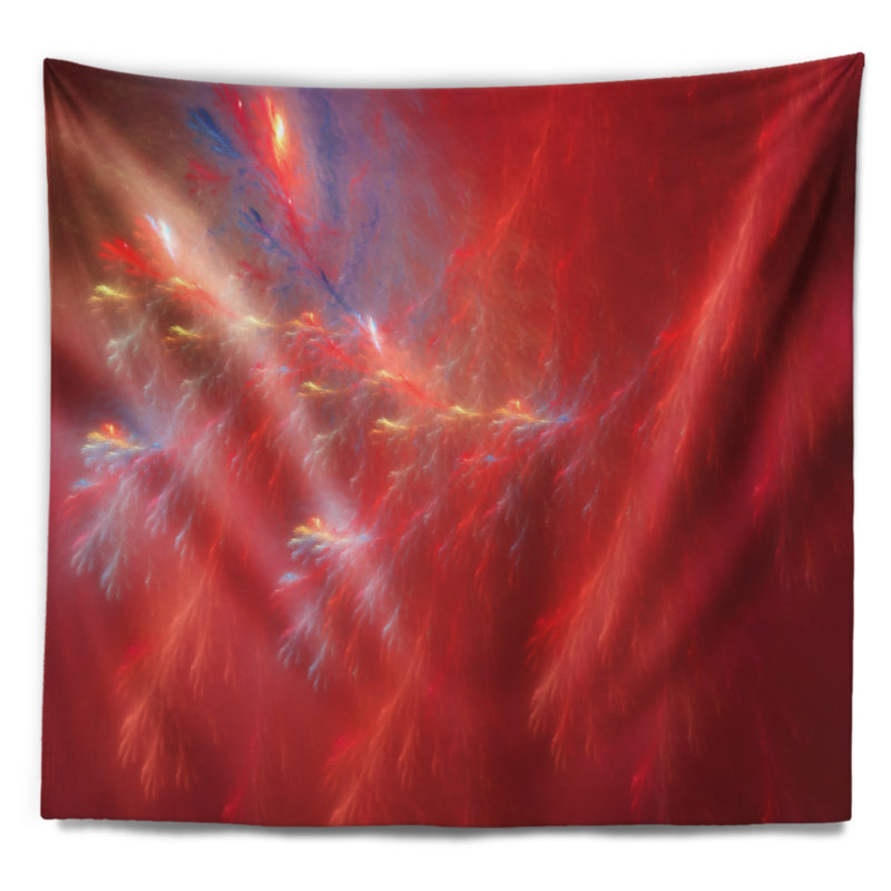 Tapisserie abstraite Mystic Red Thunder Sky, H 32 po x l 39 po