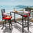 Soline 39”/55"W X 37"H Rectangular Metal Outdoor Bar Table with Wheels-829029444-838256881