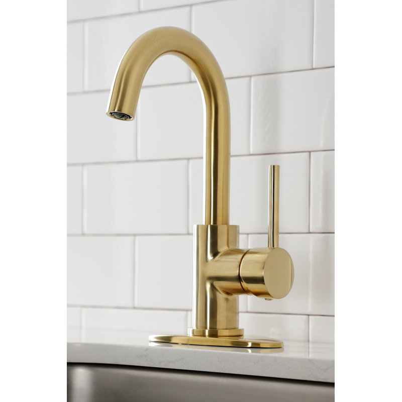 Kingston Brass Concord Single-Handle 1-Hole Deck Mount Bar Faucet, Brushed Brass