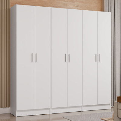 Wardrobe Armoire Closet Pantry Storage Cabinet with 6 Doors and 15 Utility Shelves 71"L Wooden Organization Unit for Bedroom, Office, La by Latitude Run