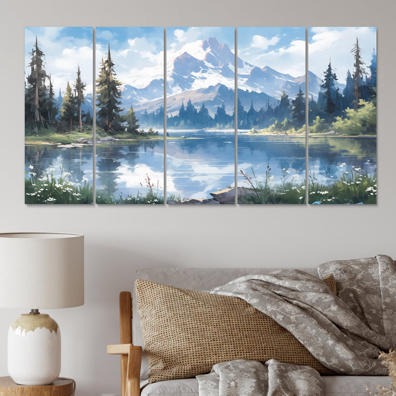 Mountain View Bliss III - campagne, reproduction d'art sur toile - 5 panneaux égaux