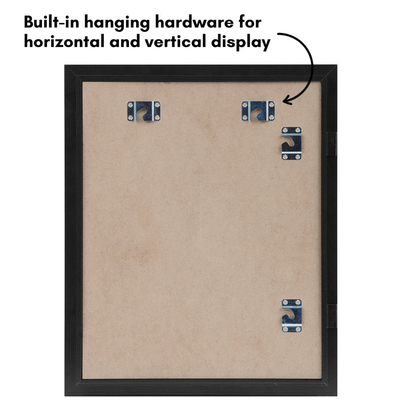 Wiedeman Kids Art Frame 10 x 12.5” with 8.5 x 11” Mat - Composite Wood with Glass (Set of 2), Black