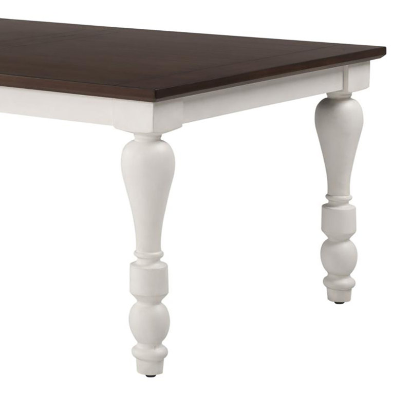 Christifer Rectangular Extendable Dining Table in Brown and White