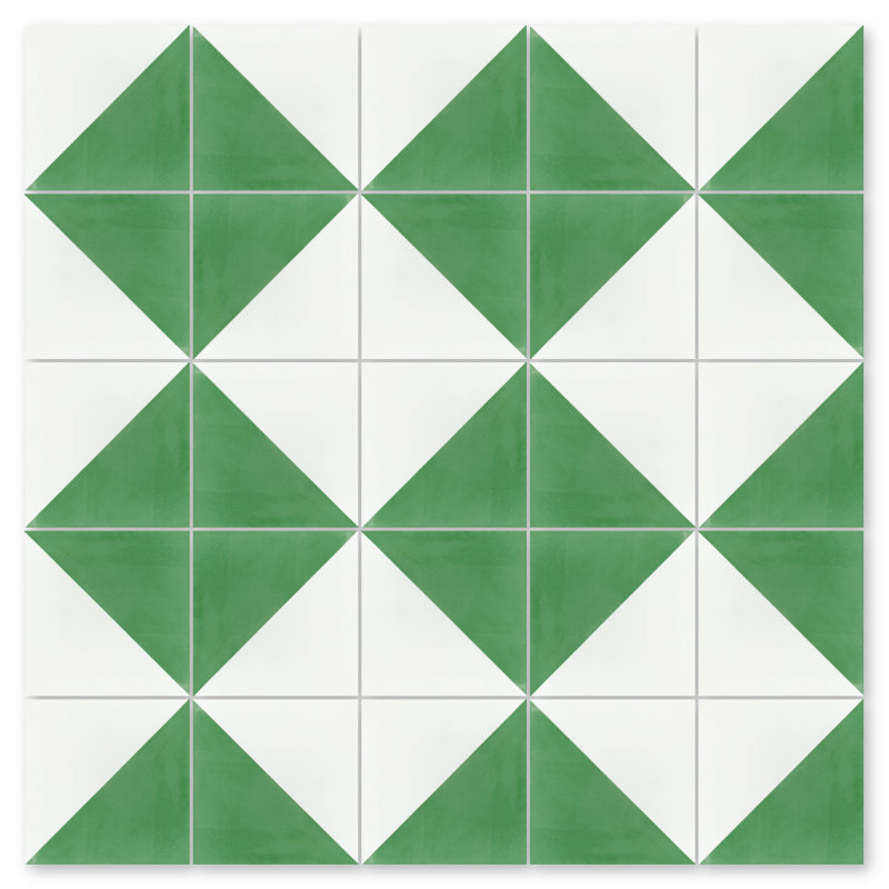 Man Overboard 8" x 8" Cement Wall & Floor Tile, Green & White