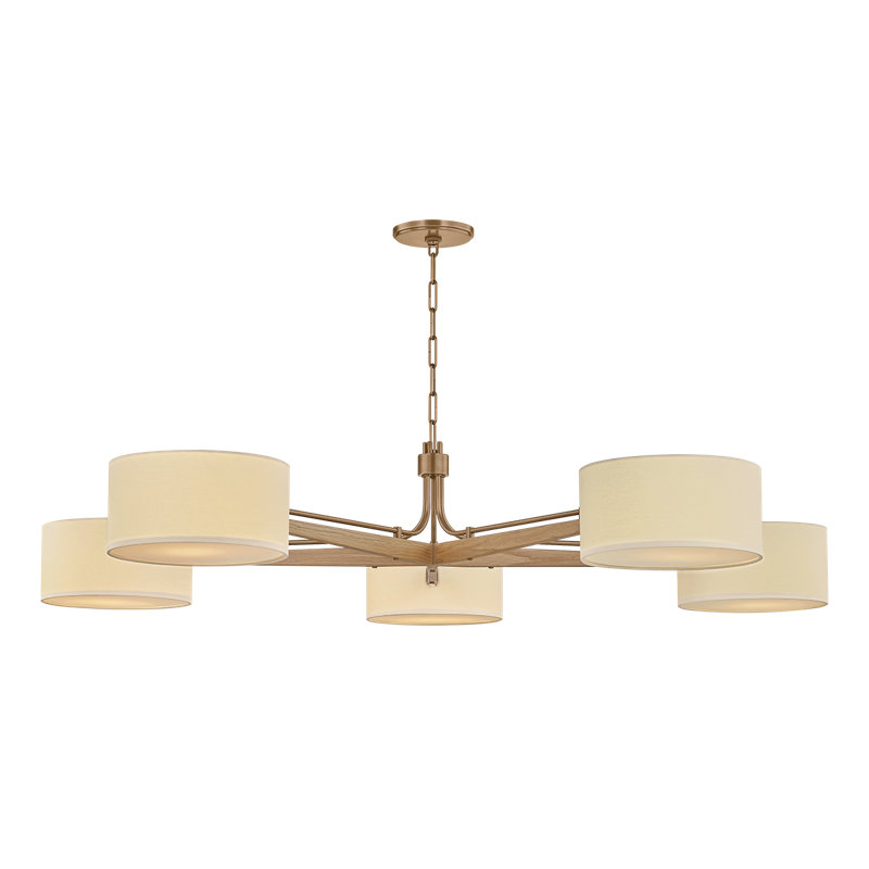 Lustre lumineux en laiton patiné Troy Lighting, H 12,5 po x l 49,75 po x P 49,75 po, 5 lumières