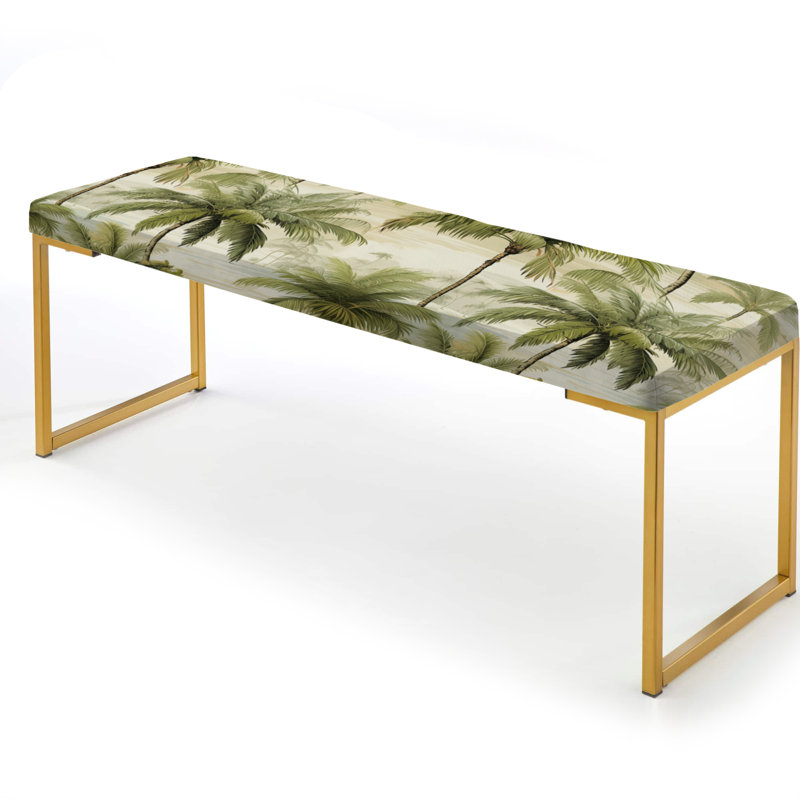 Motif tropical Vintage Palms Ii - banc rembourré doré Tropical