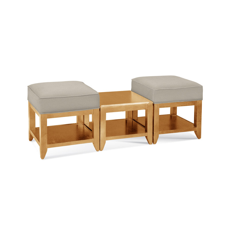 Elements Upholstered Cube Ottoman, Antique Black, Beige Performance Fabric; 0851-73