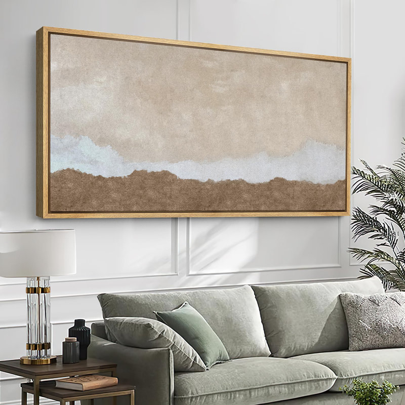 Paysage subtil, horizon, tons terreux, art moderne, H 30 po x l 60 po, Naturel