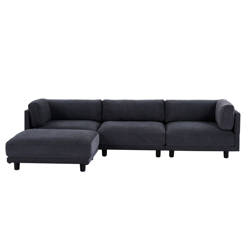 Derriah 4 - Piece Upholstered Sectional, Grey Polyester Blend