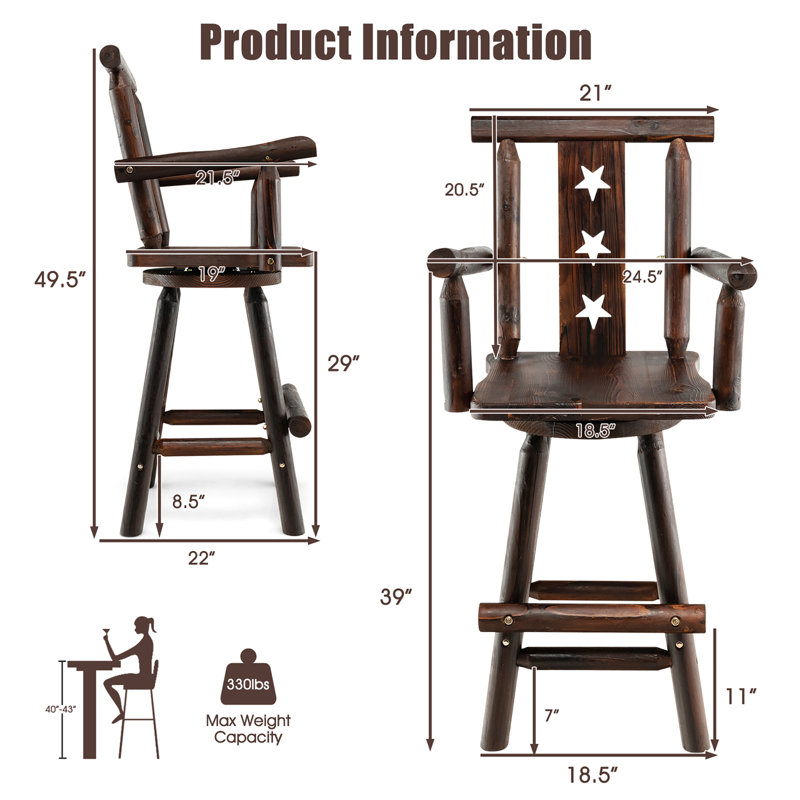 Swivel Solid Wood Counter Stool