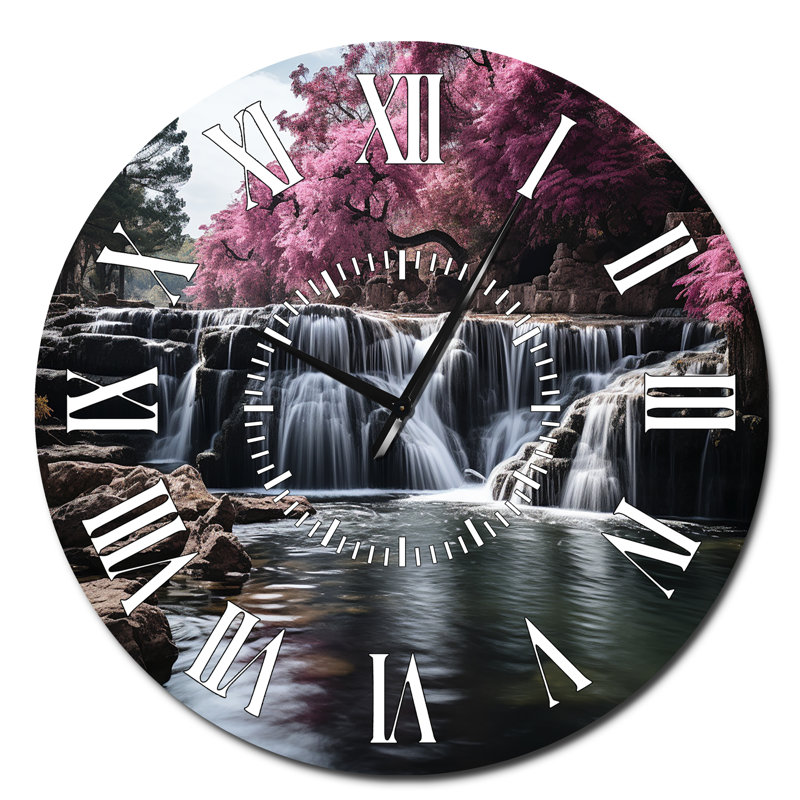 Horloge murale rose et grise, Surdimensionné