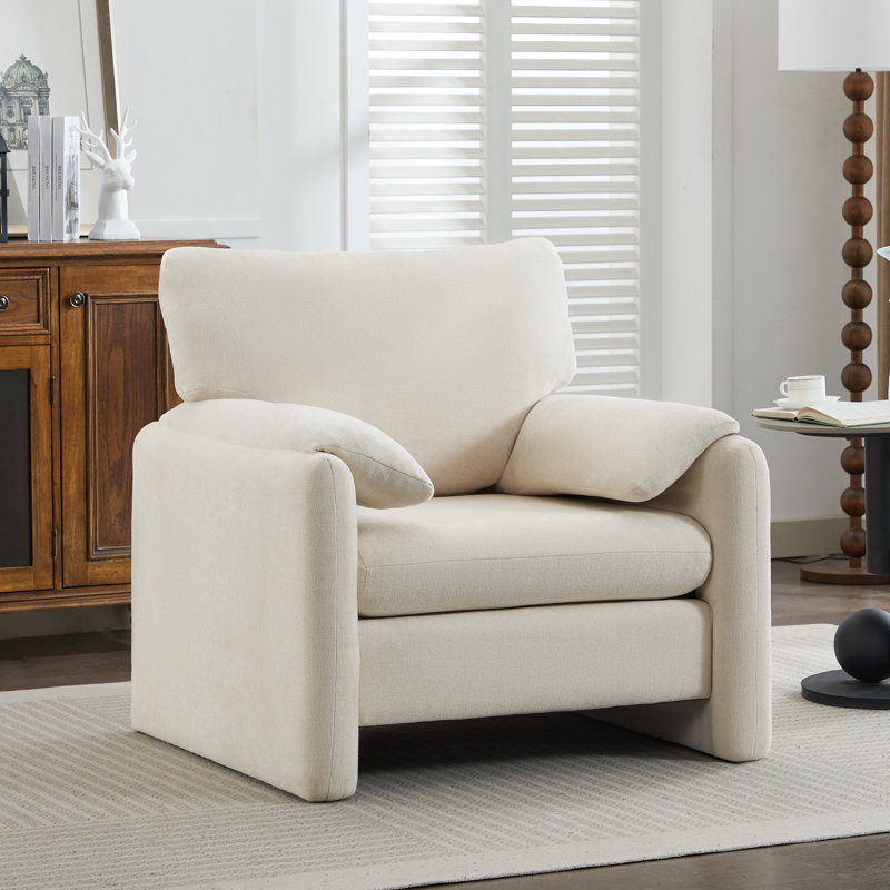 36.4'' Upholstered Armchair, Beige Chenille