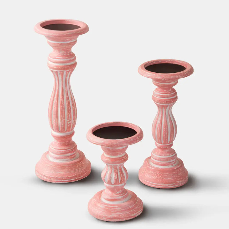 Bougeoirs à colonne Rose Reverie (ensemble de 3)