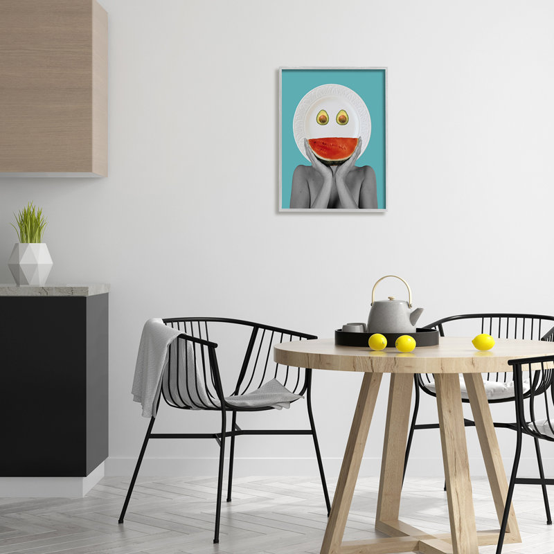«Quirky Abstract Fruit Plate Head Watermelon Avocado» par Atelier Posters - impression, H 20 po x l 16 po x P 1,5 po