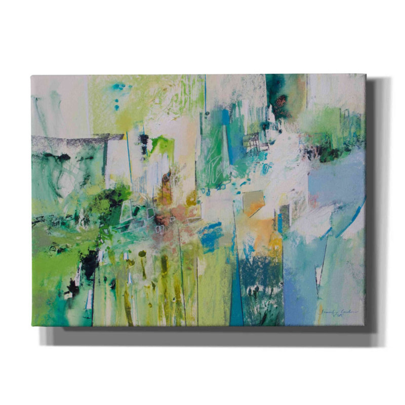 «Blue and Green Series 4» par Jennifer Gardner, art mural sur toile, H 12 po x l 16 po x P 0,75 po