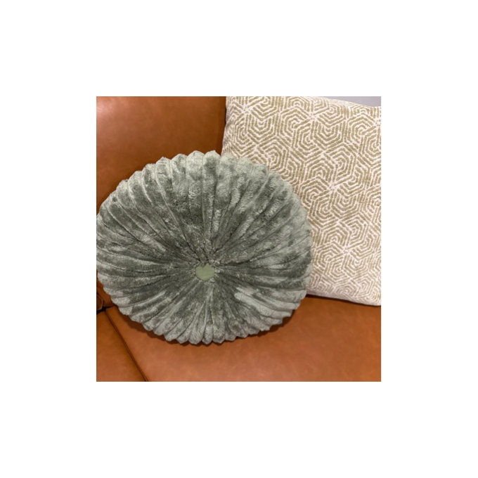 Decorative Round Throw Pillows For Bed Couch - 2 Pieces Handcraft Ruched Pumpkin Pillow, Soft And Durable Velvet Floor Pillow For Home Decor, Bed Living Room And Sofa (Set of 2) - Olive