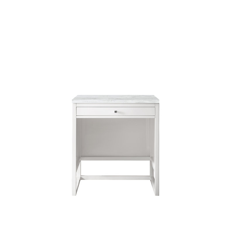 Athens 30" Single Bathroom Vanity, Glossy White/Arctic Fall