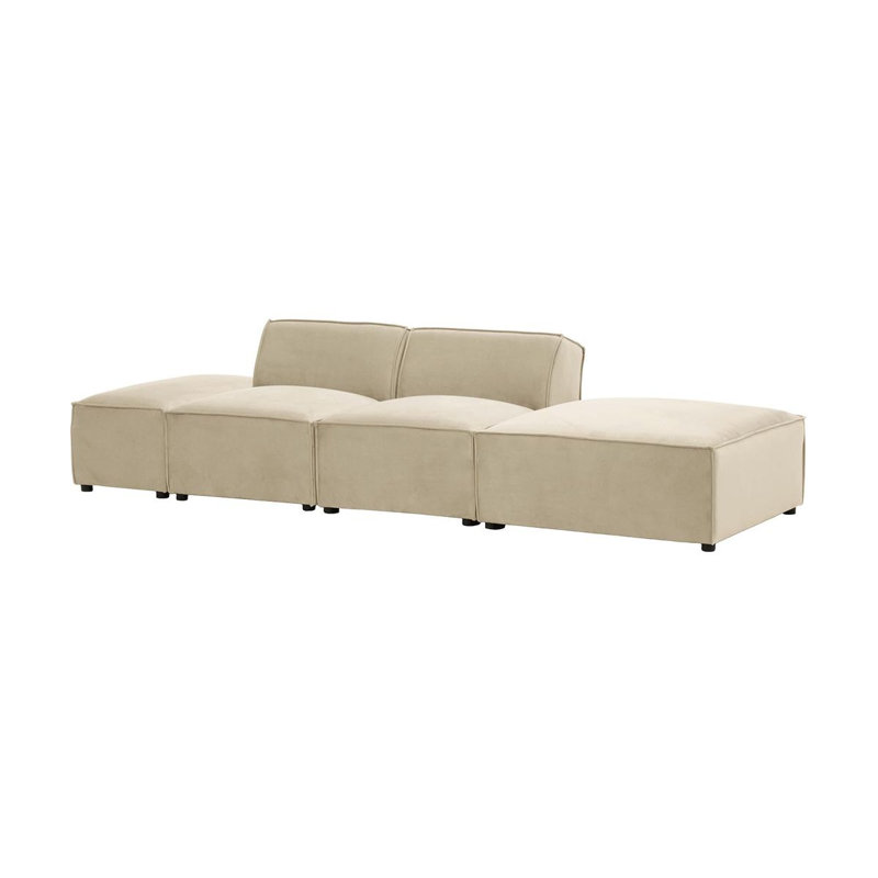 Rolandus 4 Seater Velvet Sofa, Beige
