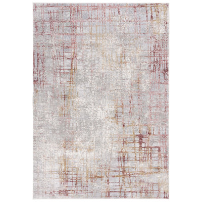 Tapis géométrique gris clair / rose Milstein