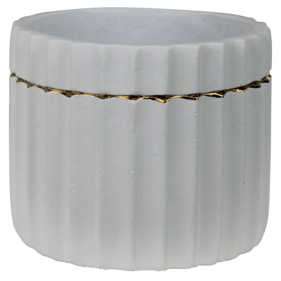 Scalloped Gold Band Pot Planter