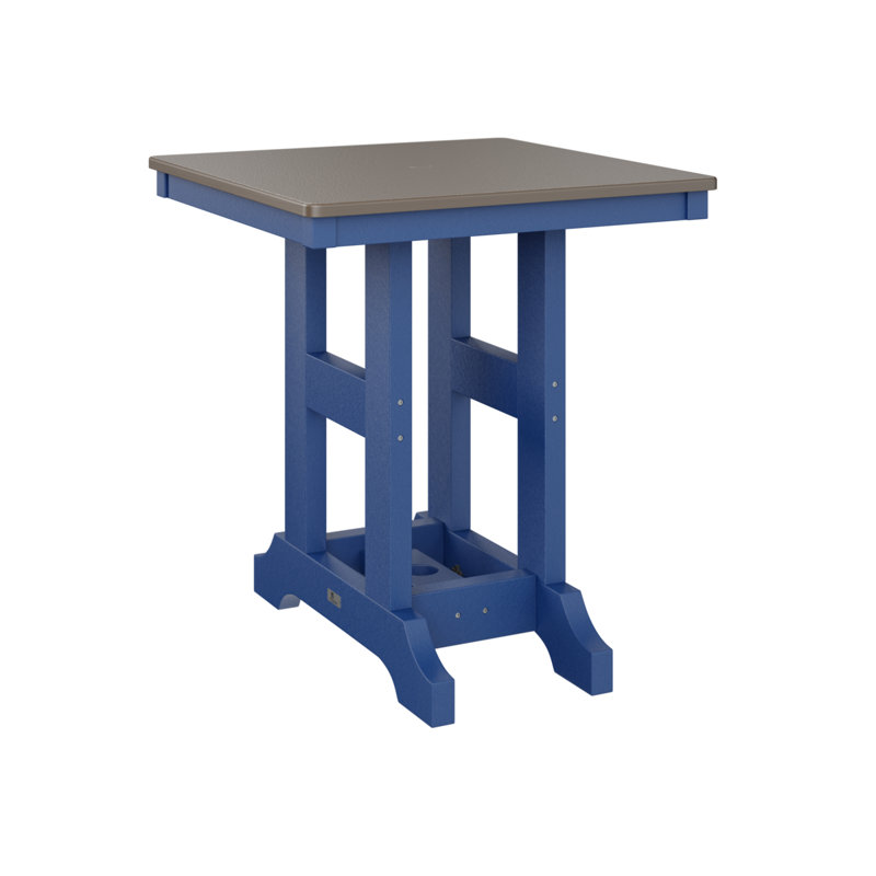 Table de bar d'extérieur carrée Garden Classic, Bronze martelé, Bleu pacifique, H 35,5 po x l 28 po x P 28 po