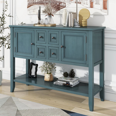Cambridge Series  Ample Storage Vintage Console Table With Four Small Drawers And Bottom Shelf For Living Rooms