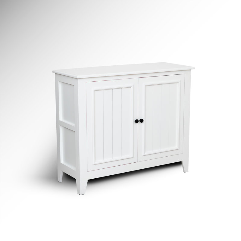 42″ Wide Farmhouse Storage Cabinet with 2 Doors and Interior Shelves for Dining or Entryway Use, White