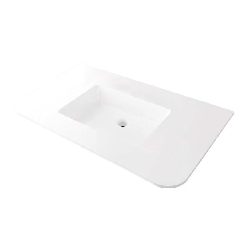 Kubitop 48'' L Bathroom Sink, Wall Mounted Faucet, Gloss White