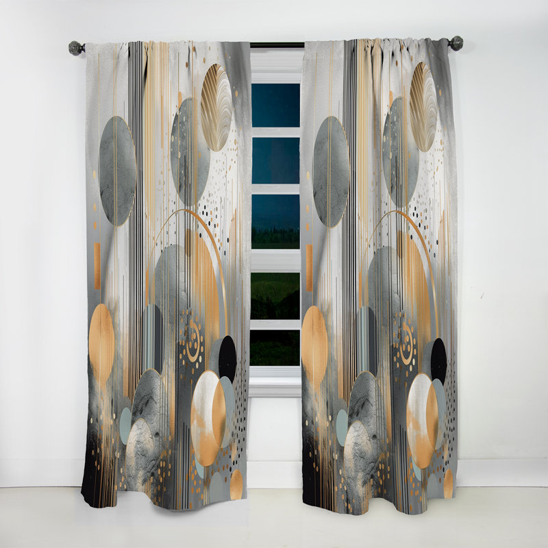 Laisha - Abstract Shapes And Lines II - Modern Curtain - Velvet Room Darkening - 1 panel, 52" W x 90" L