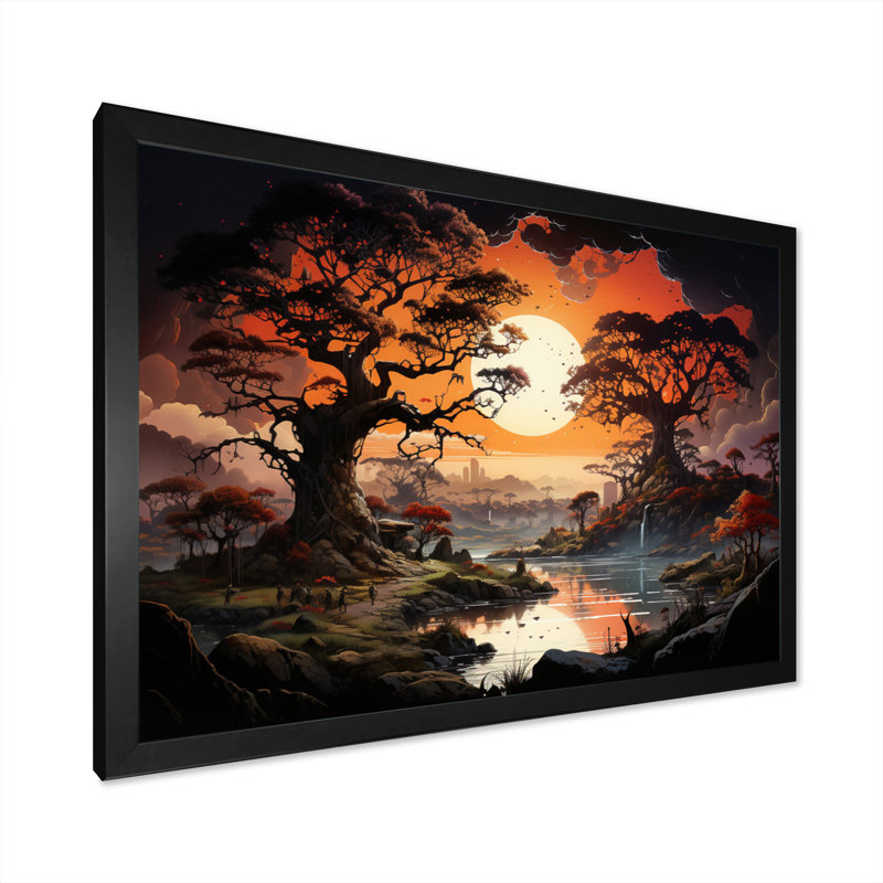 «African Baobab Tales I» sur toile, H 30 po x l 40 po x P 1,5 po, Cadre photo noir