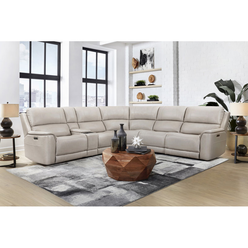 Aleksandra 6 Piece Zero Gravity Power Reclining Sectional With Power Adjustable Headrests, Steamboat Quartz