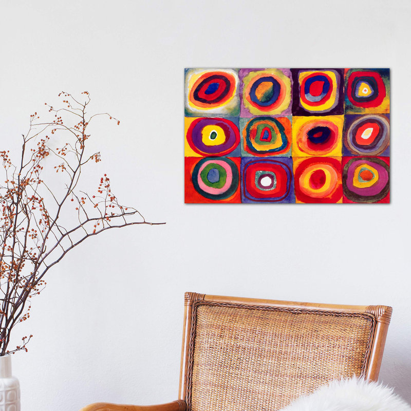Squares With Concentric Circles by Wassily Kandinsky - Painting on Canvas, 20.32 cm H x 30.48 cm W, No Frame